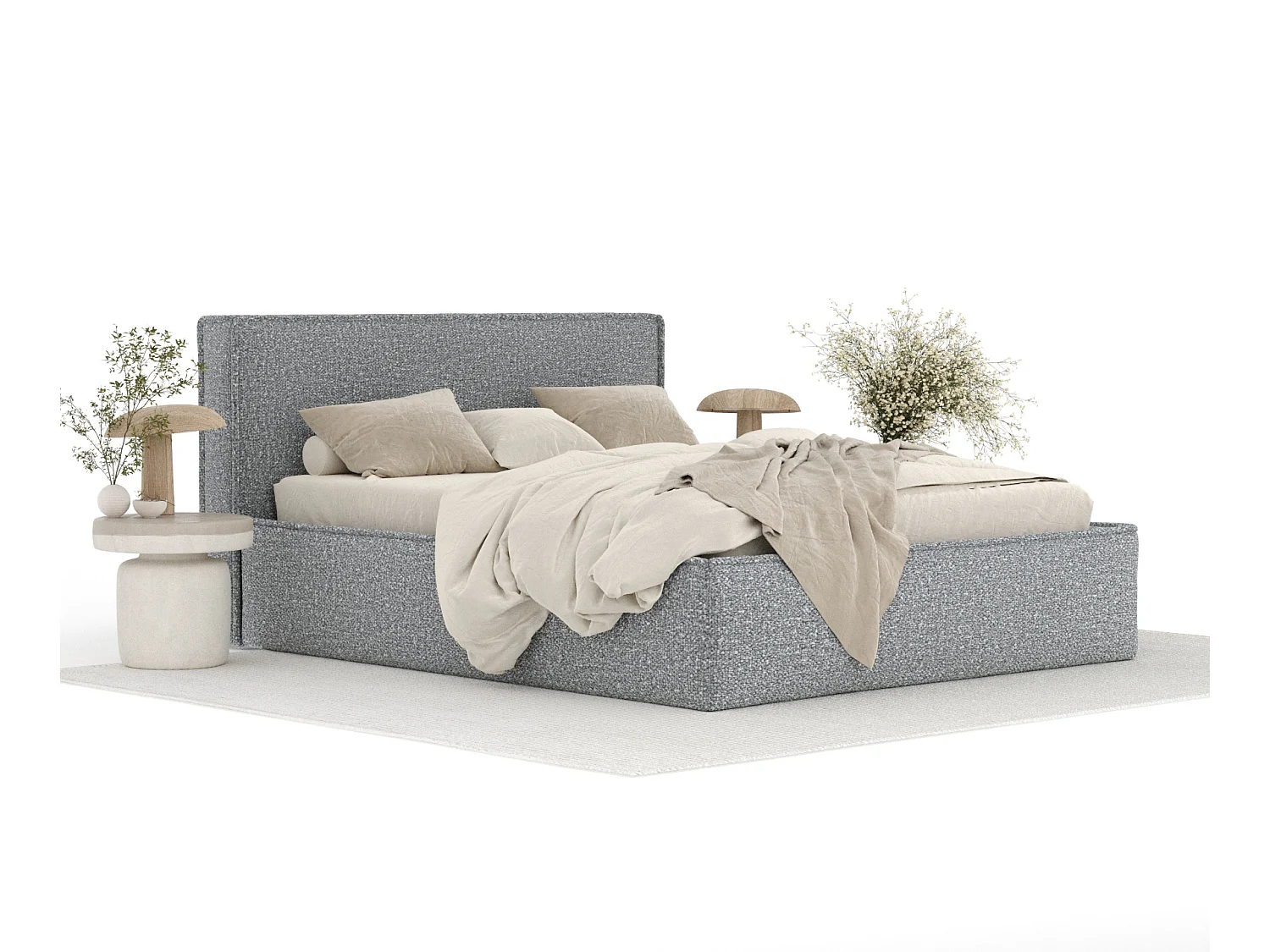Lit coffre Lounge - 160 x 200 cm - velours - gris