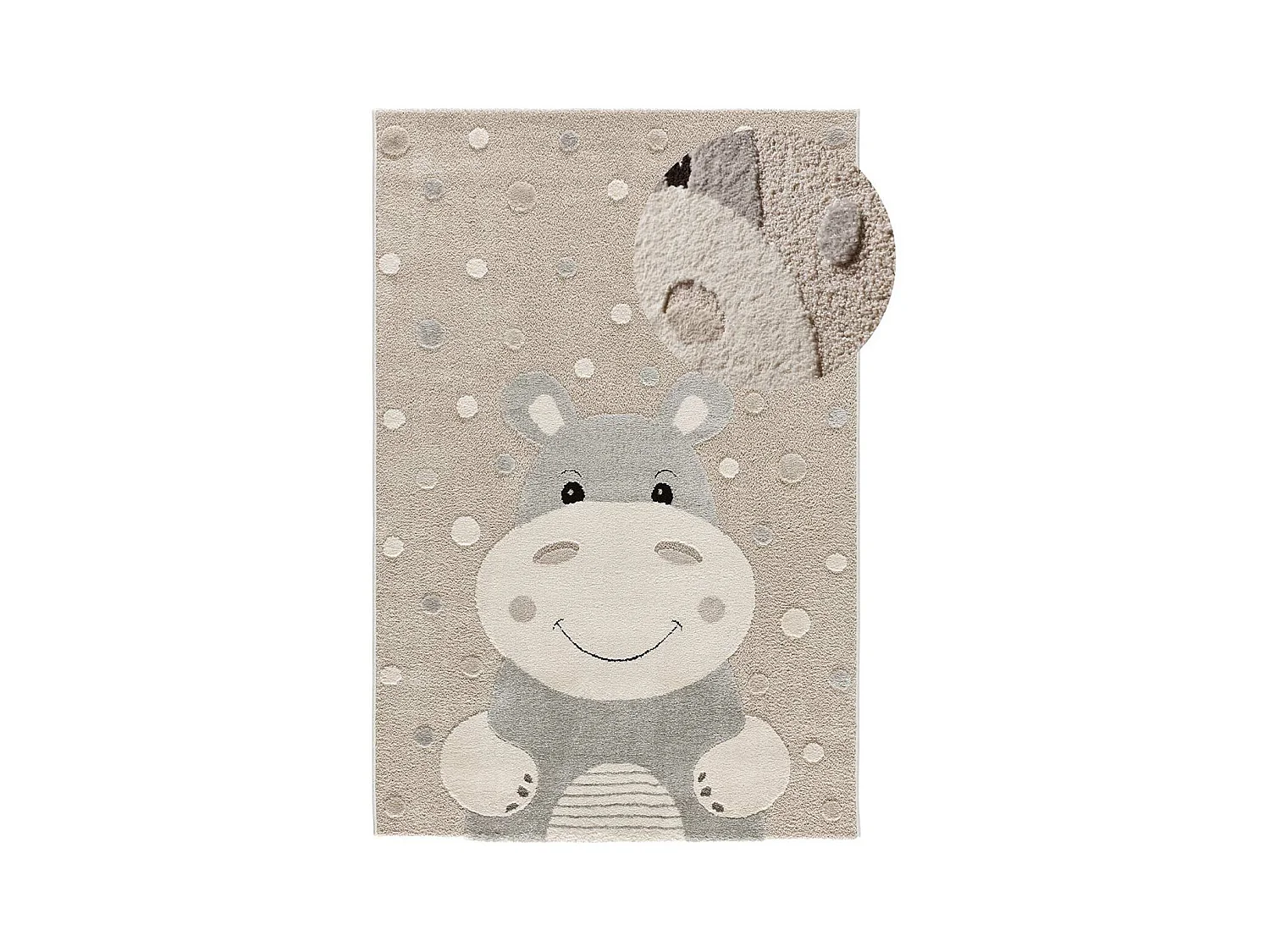 Alfombra interior  - infantil hipopótamo - piedra - 120 x 170 cm - CLOWN