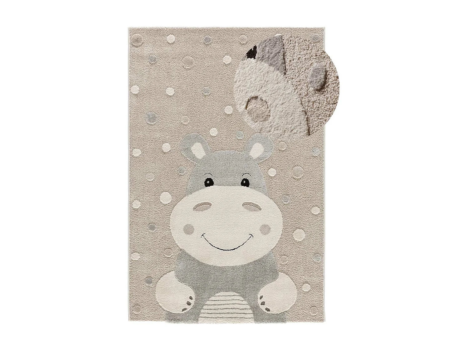 Tapis intérieur - enfant hippopotame  - pierre - 120 x 170 cm - CLOWN