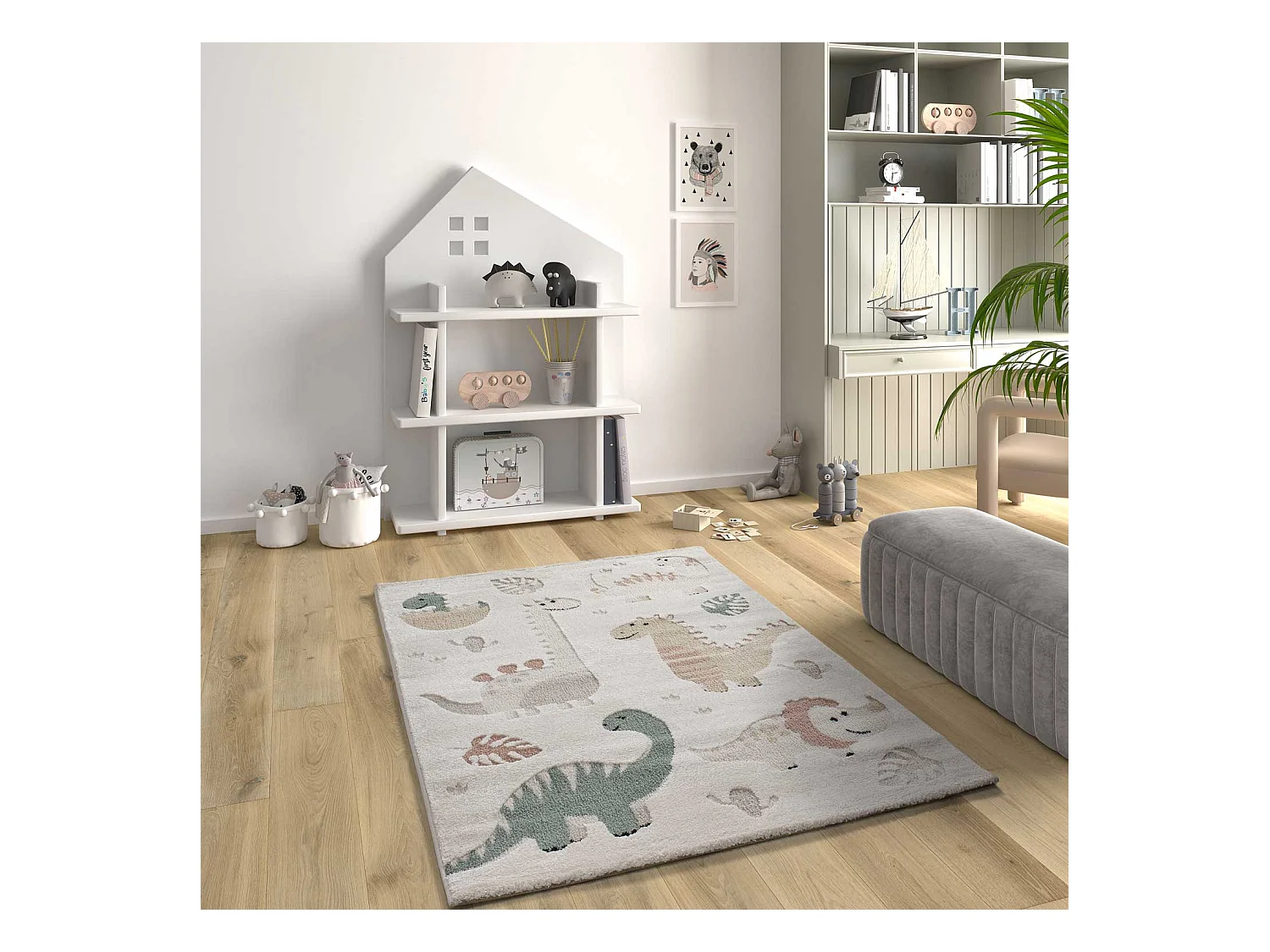 Kindertapijt - dinosaurussen - veelkleurig - 120x170 cm - CLOWN