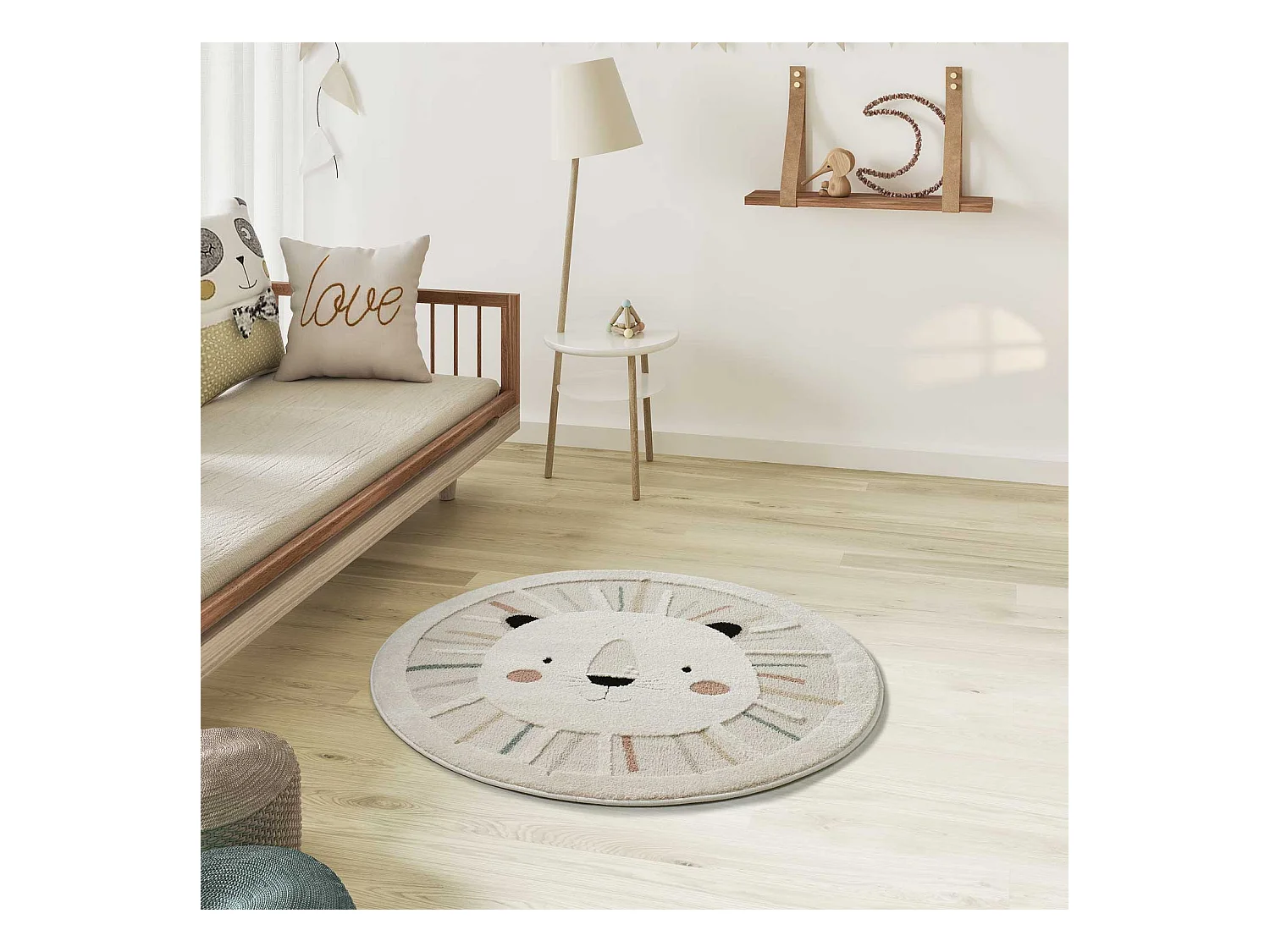 Kindertapijt - leeuw - veelkleurig - D.120 cm - CLOWN