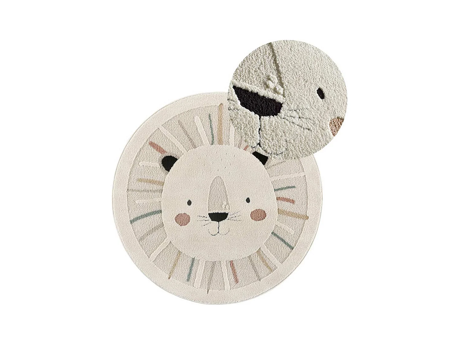 Tapis intérieur rond - enfant lion - multicolore - diam.120 cm - CLOWN