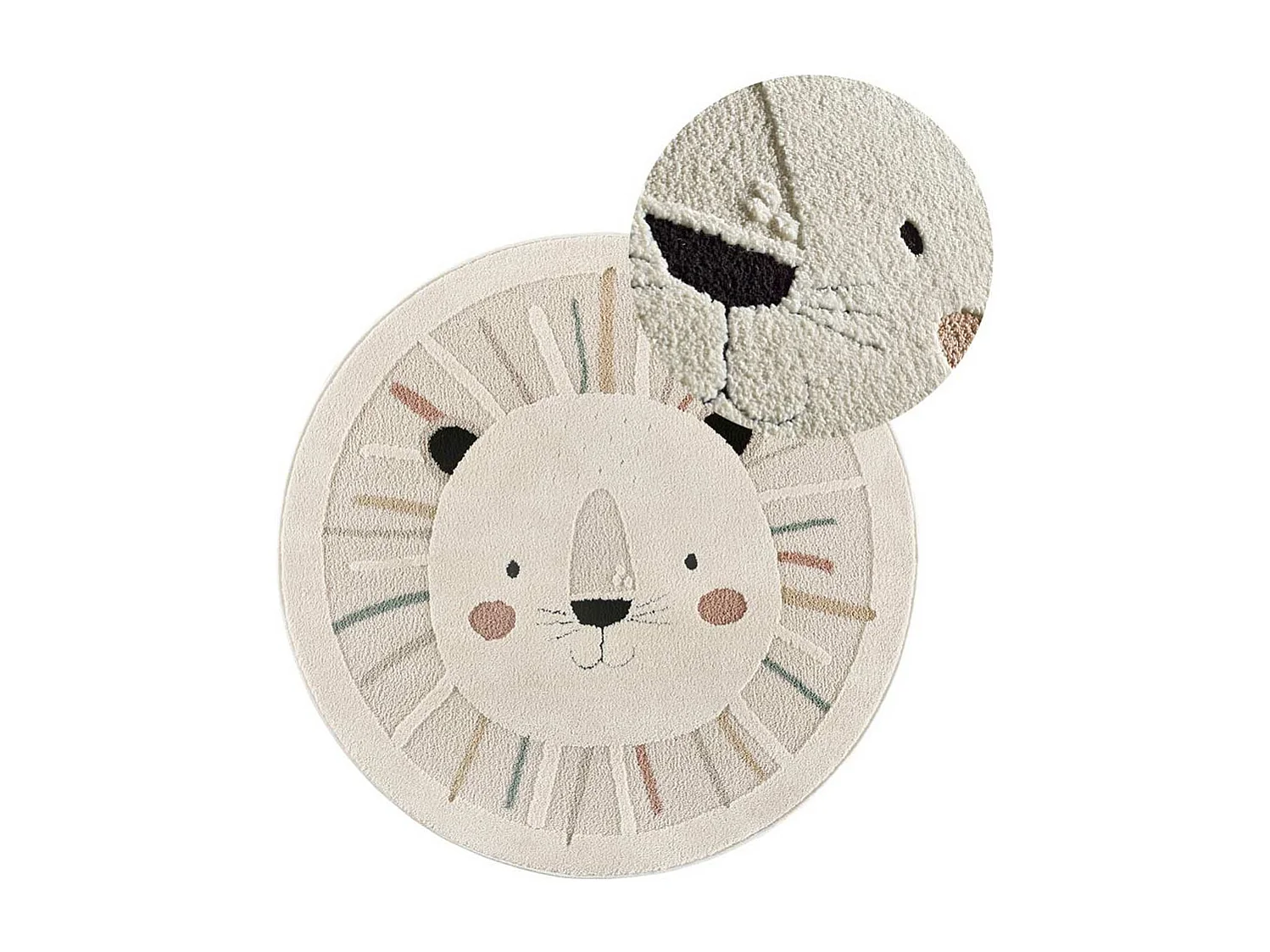 Tapis intérieur rond - enfant lion - multicolore - diam.120 cm - CLOWN