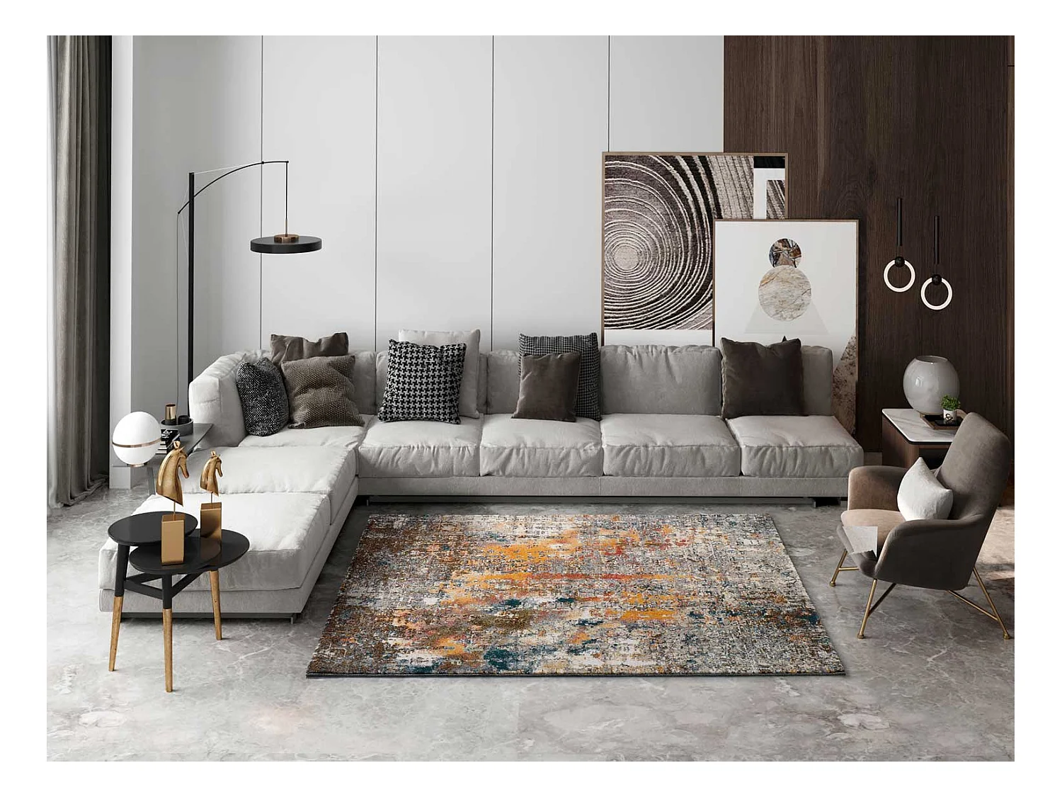Laagpolig tapijt - abstract - veelkleurig - 60x120 cm - SHIRAZ
