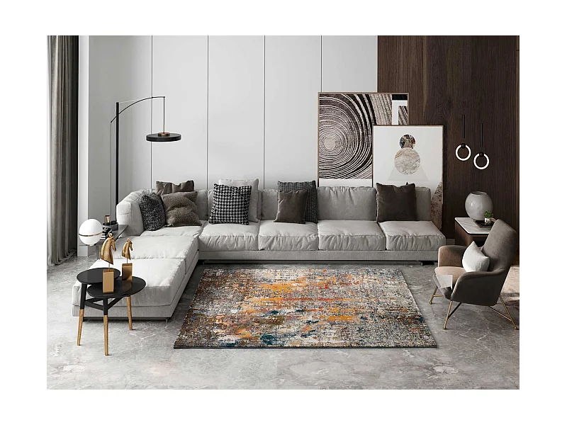 Kurzflorteppich - abstrakt - mehrfarbig - 80x150 cm - SHIRAZ