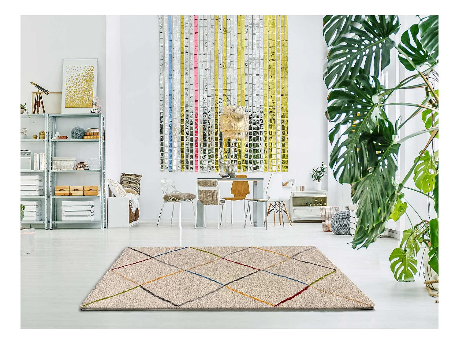 Hoogpolig tapijt - etnisch - wit - 160x230 cm - KASBAH