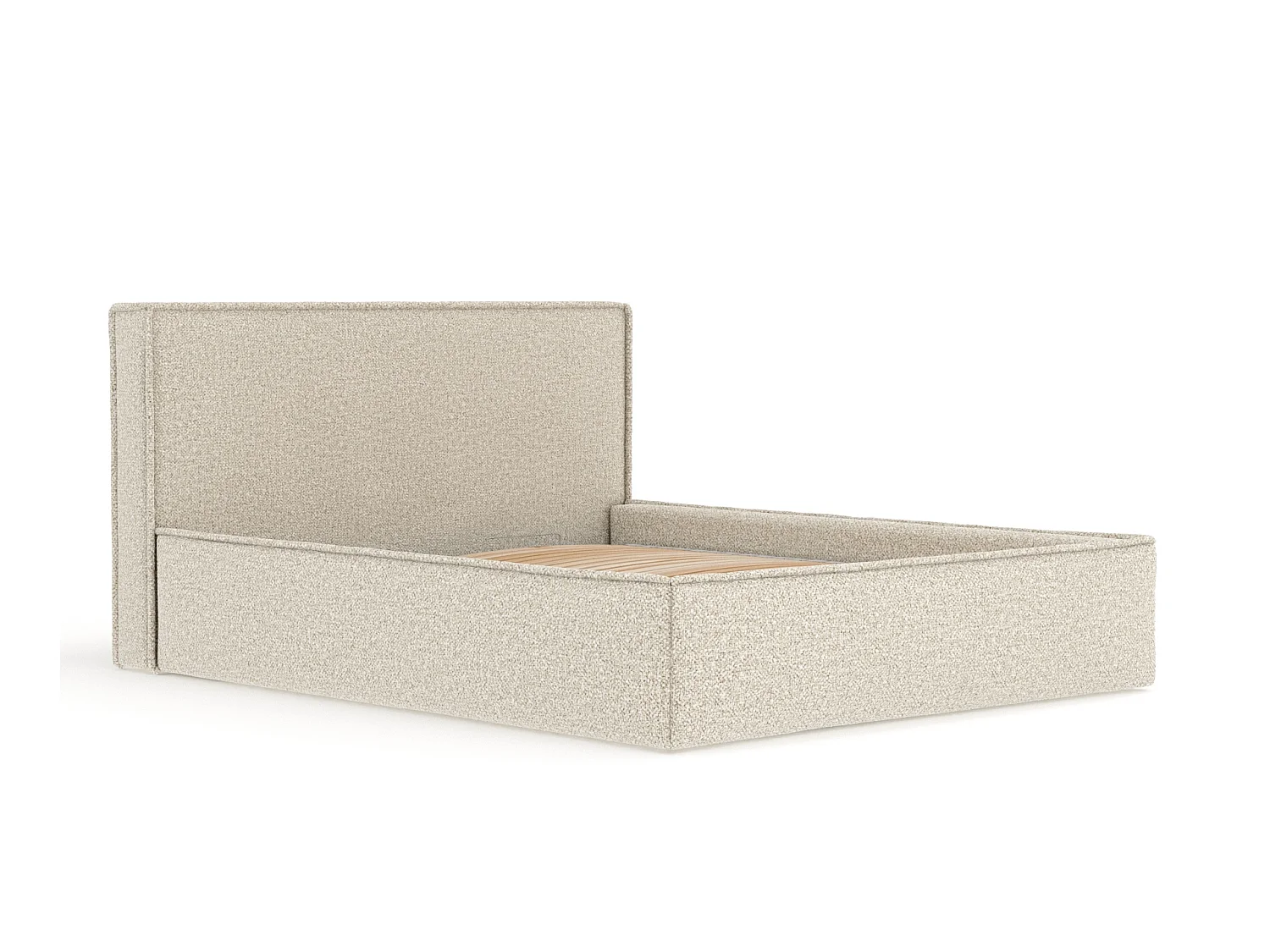 Lit coffre Lounge - 120 x 200 cm - velours - beige