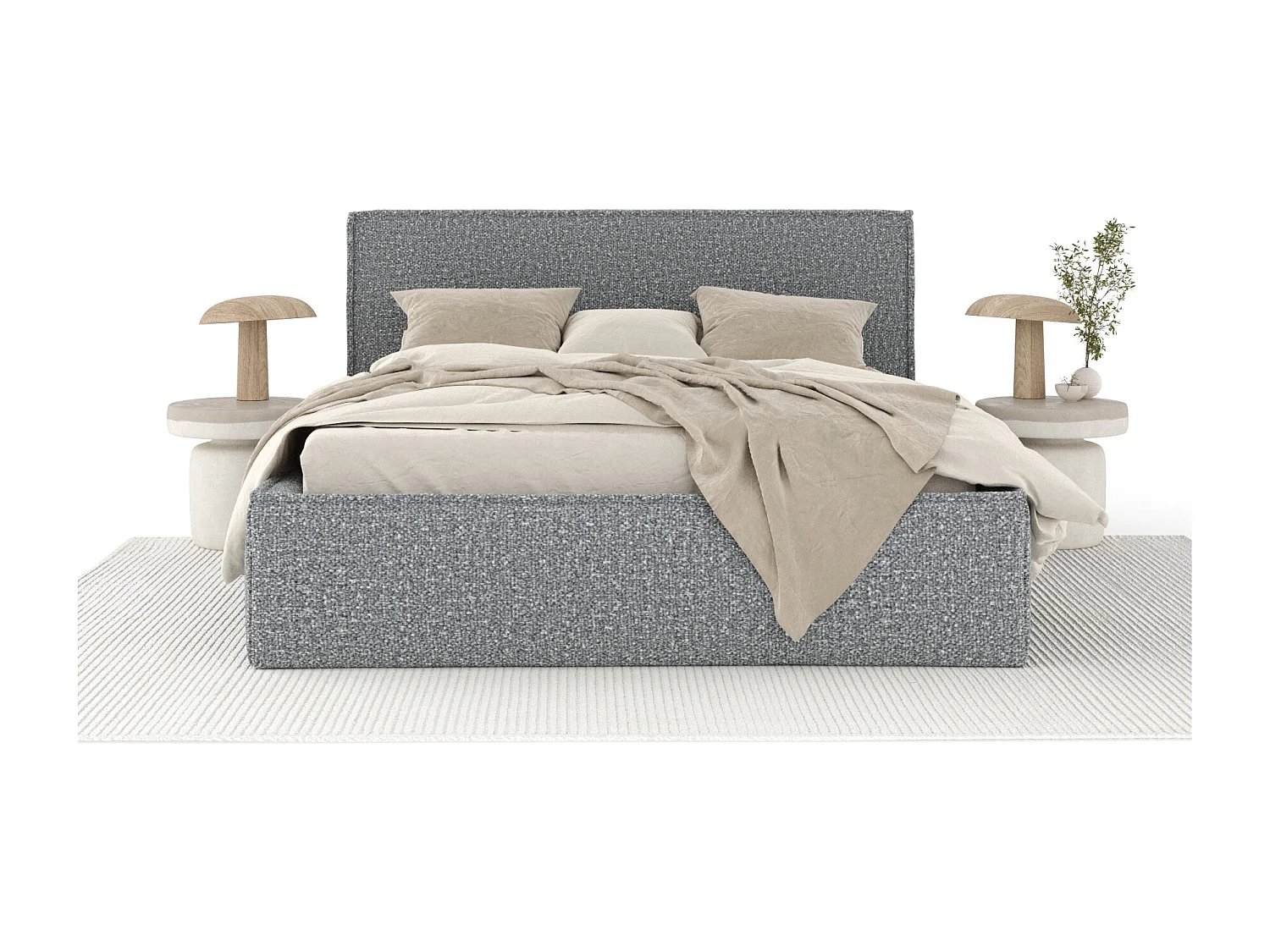 Polsterbett Lounge - 140 x 200 cm - Samtstoff - grau