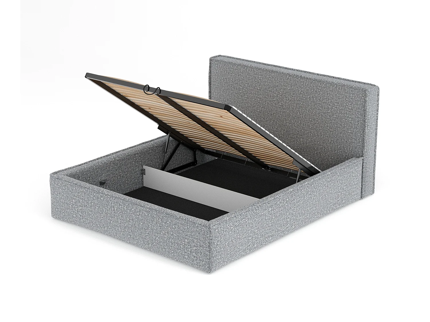 Lit coffre Lounge - 140 x 200 cm - velours - gris