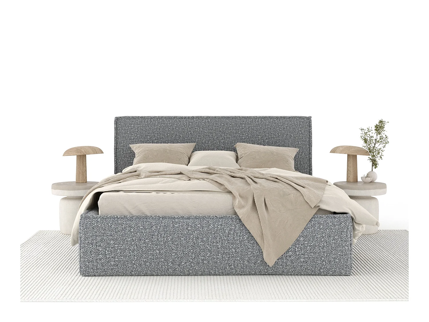 Lit coffre Lounge - 140 x 200 cm - velours - gris
