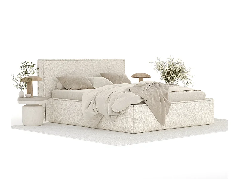 Polsterbett Lounge - 140 x 200 cm - Samtstoff - creme