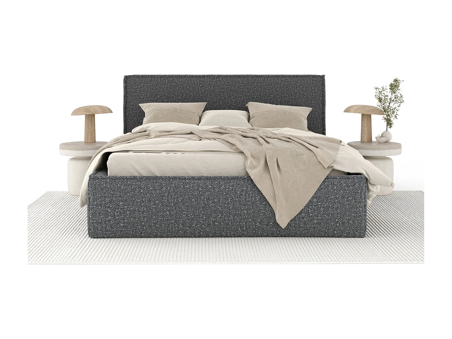 Polsterbett Lounge - 200 x 200 cm - Samtstoff - anthrazit