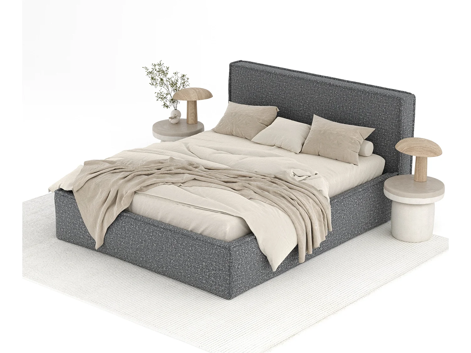 Lit coffre Lounge - 200 x 200 cm - velours - anthracite