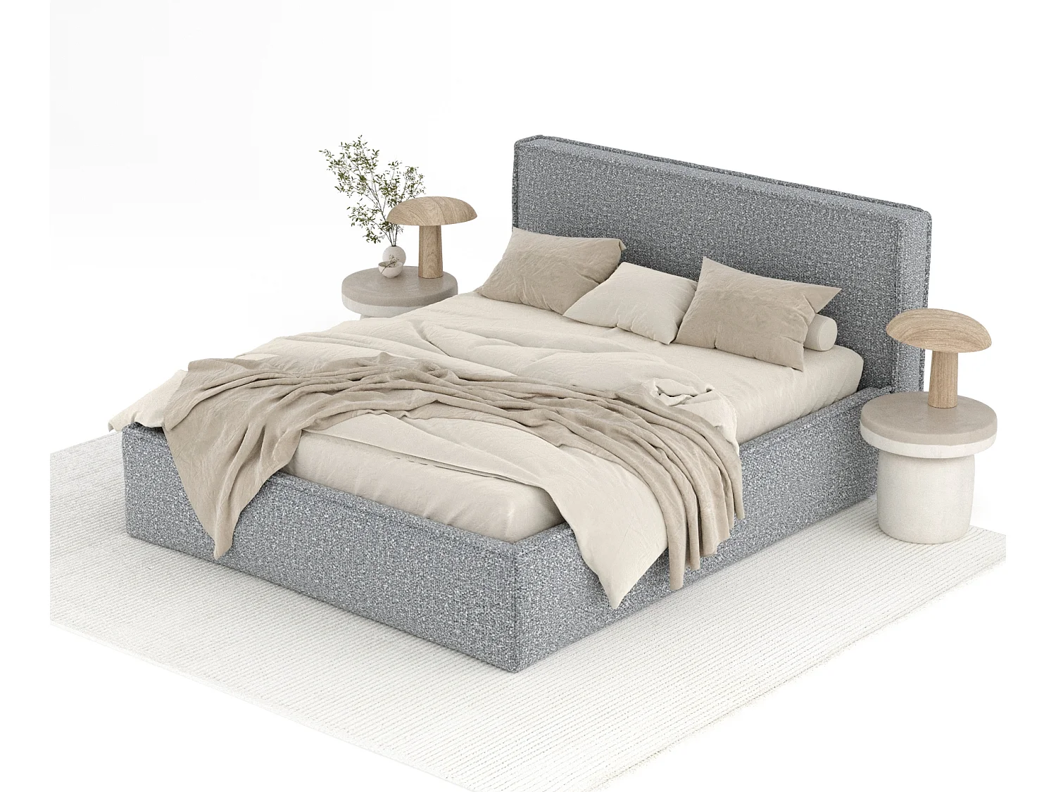 Polsterbett Lounge - 180 x 200 cm - Samtstoff - grau