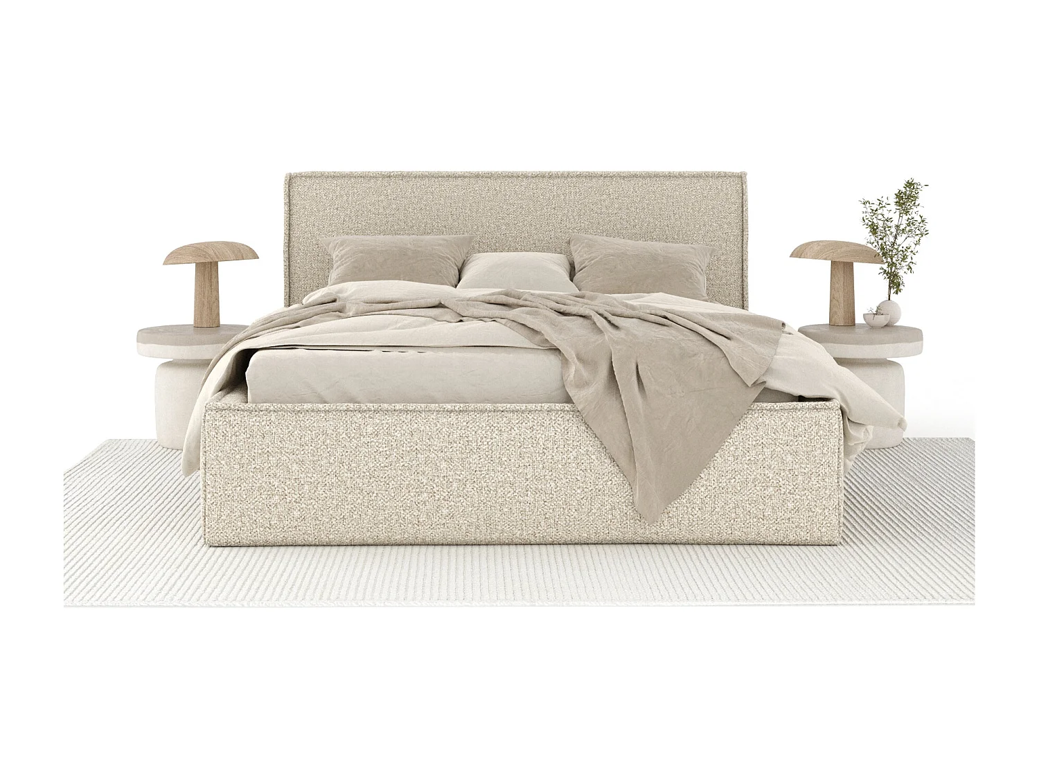 Polsterbett Lounge - 200 x 200 cm - Samtstoff - beige