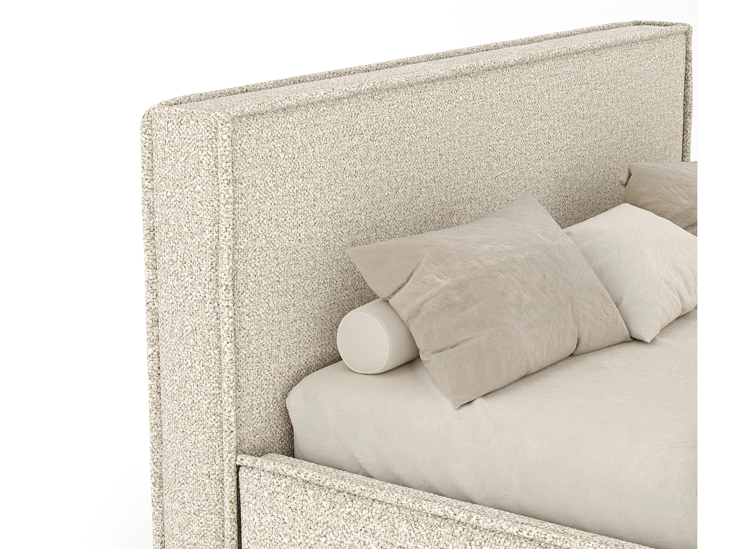 Lit coffre Lounge - 140 x 200 cm - velours - beige