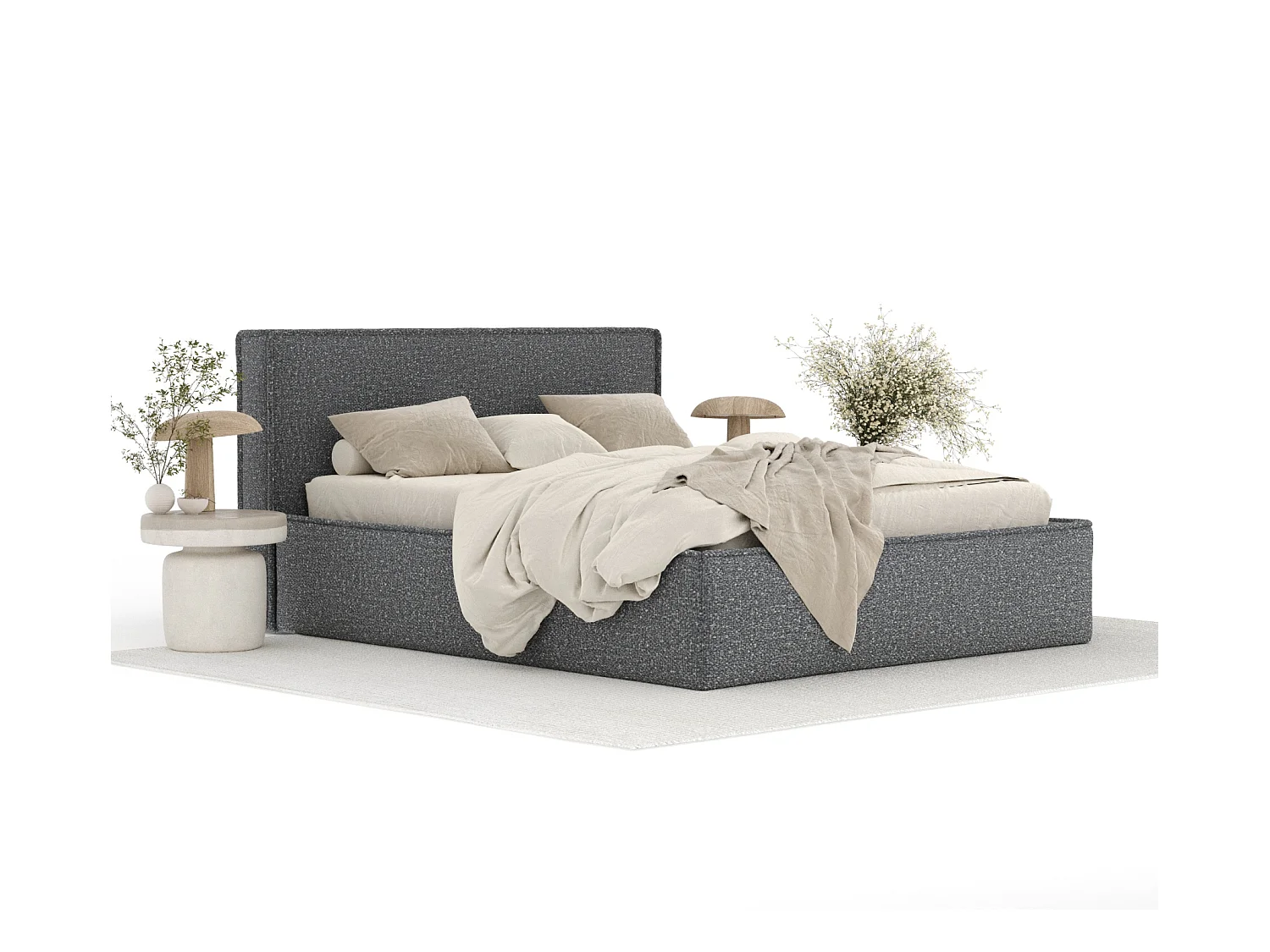 Lit coffre Lounge - 180 x 200 cm - velours - gris anthracite