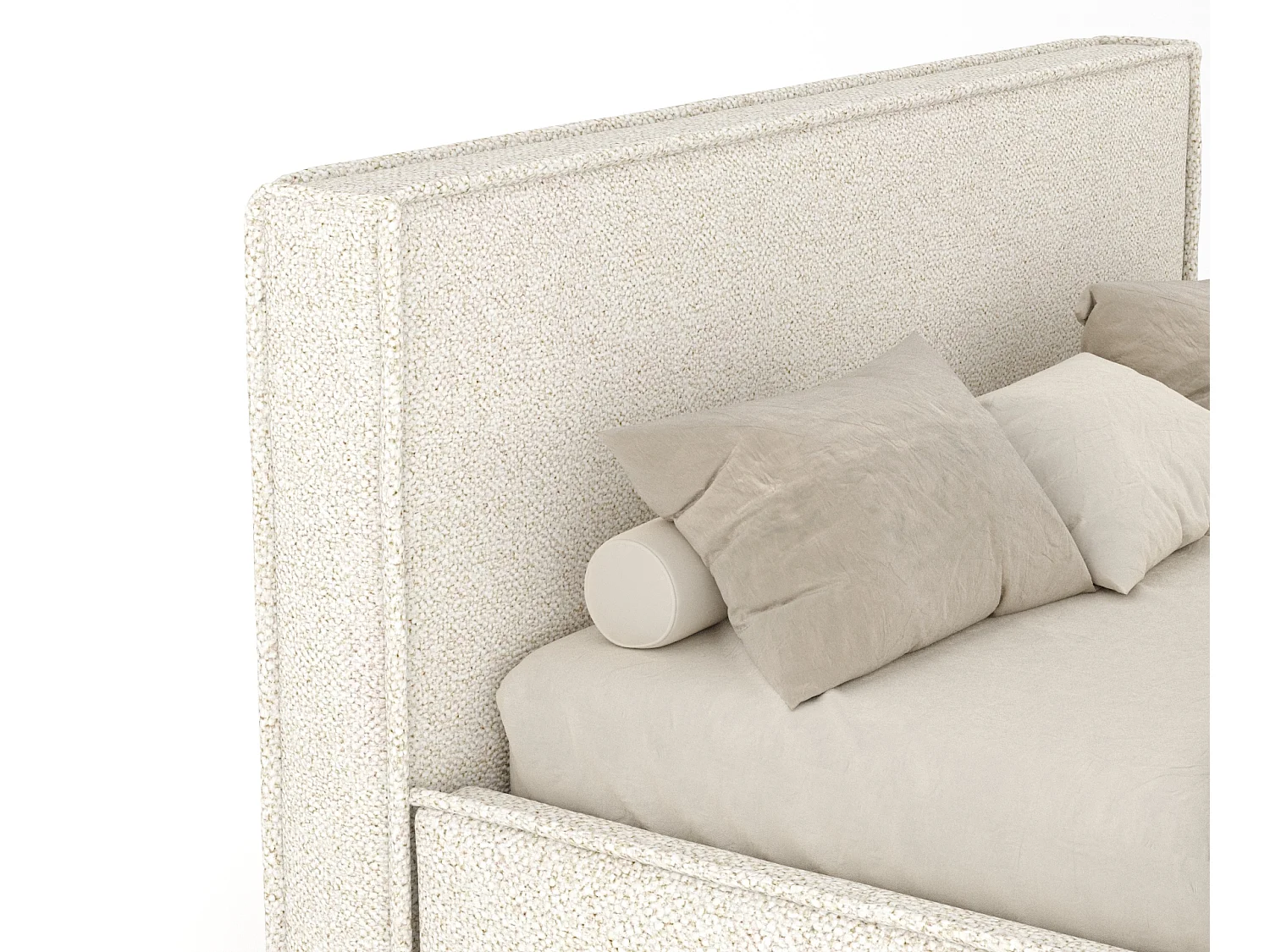 Polsterbett Lounge - 200 x 200 cm - Samtstoff - creme