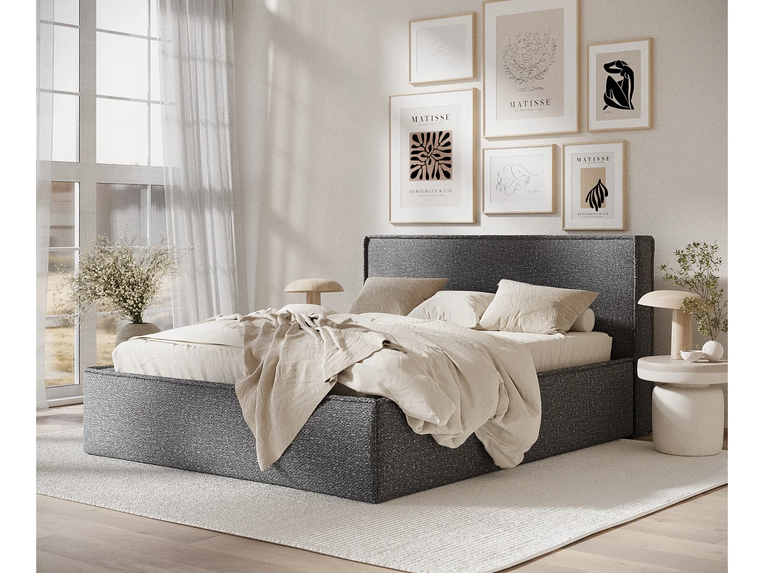 Polsterbett Lounge - 120 x 200 cm - Samtstoff - anthrazit