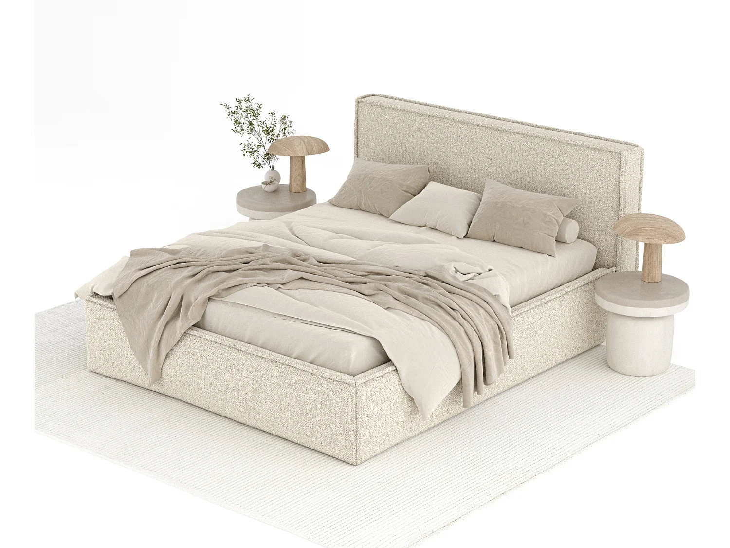 Lit coffre Lounge - 180 x 200 cm - velours - beige
