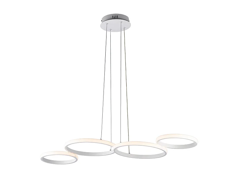Suspension LED Atena métal blanc, télécommande incluse, LED CCT intégrée, câbles réglables, design minimaliste