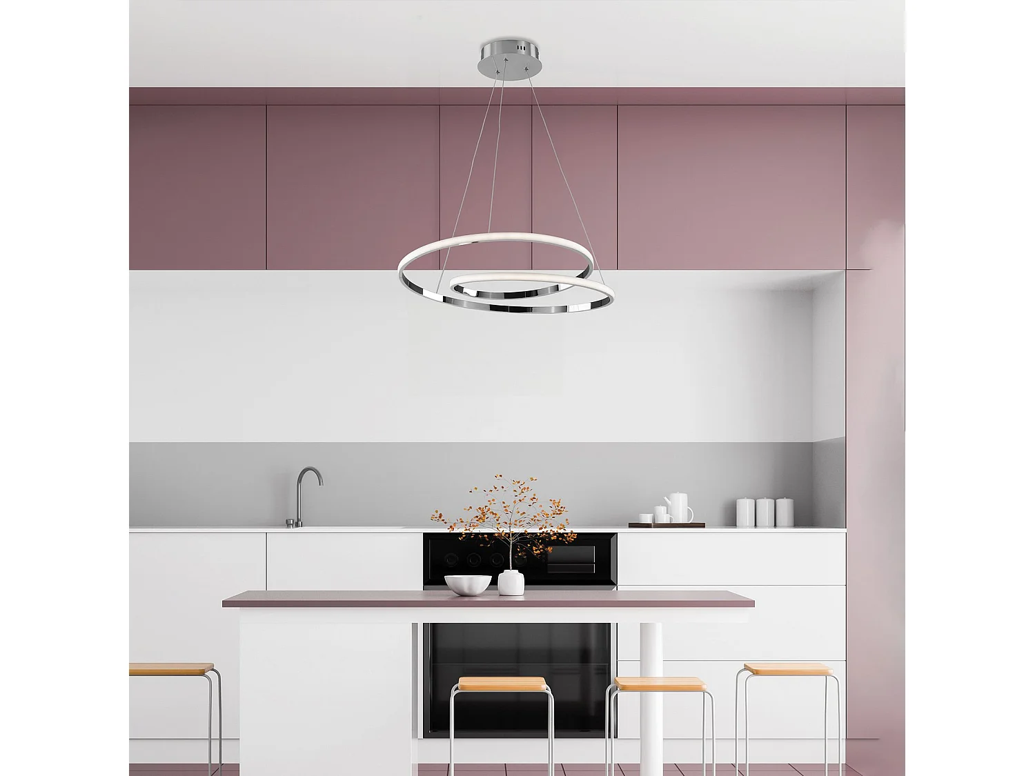 Malena – Aufhängung aus Metall und poliertem Chromaluminium mit integrierter LED und verstellbaren Elektrokabeln 115 – Ø50 – BL247-SCR