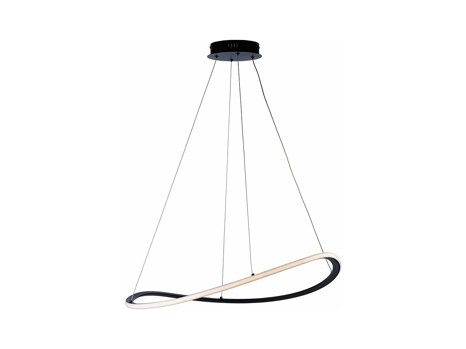 Suspension Raky métal noir, LED CCT intégrée, télécommande, câbles réglables d.70 cm, look moderne et pratique