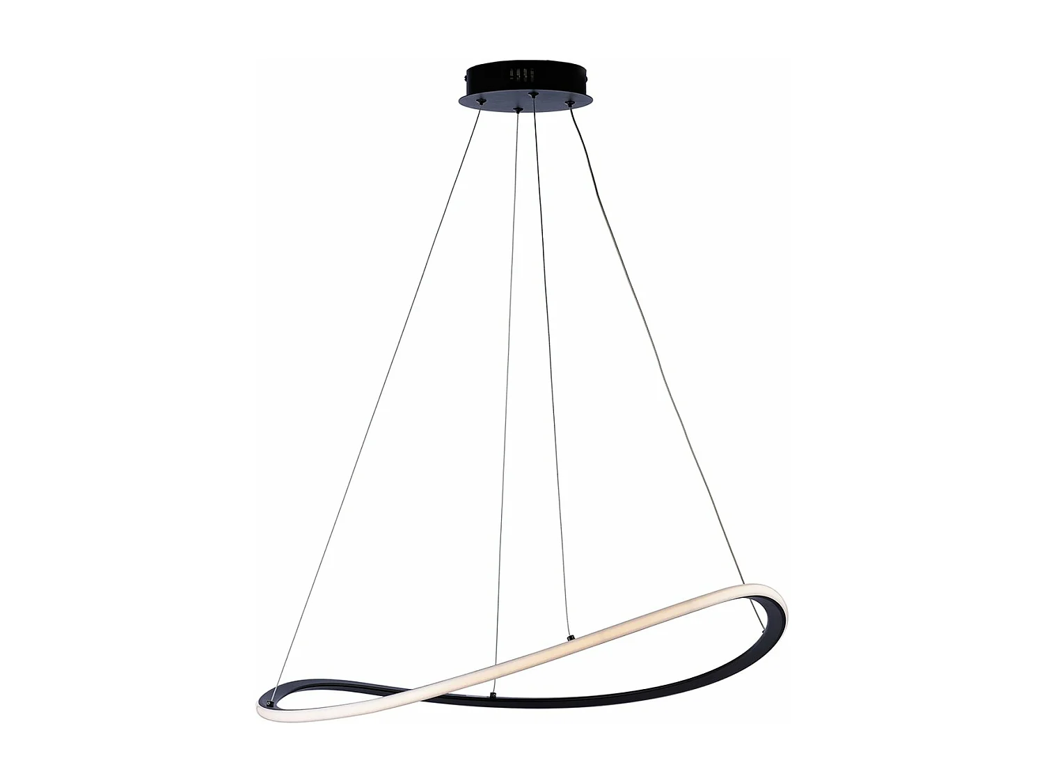 Suspension Raky métal noir, LED CCT intégrée, télécommande, câbles réglables d.70 cm, look moderne et pratique