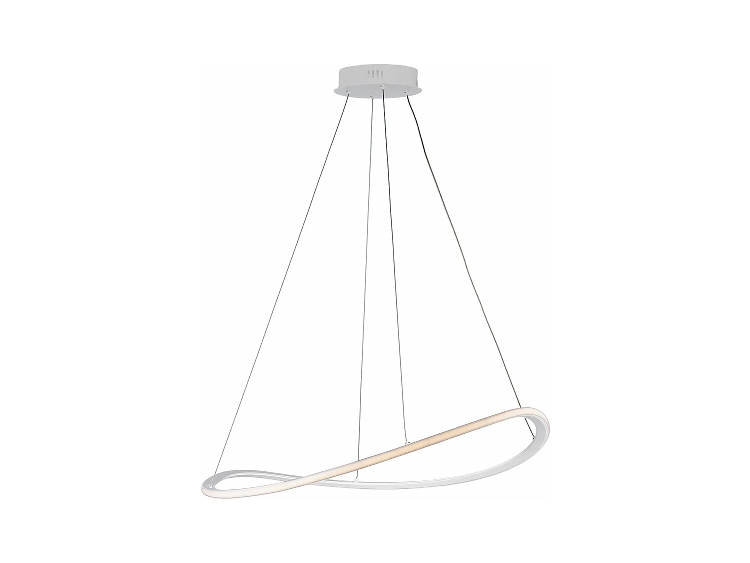 Suspension Raky métal blanc, LED CCT intégrée, télécommande, câbles réglables d.70 cm, design contemporain