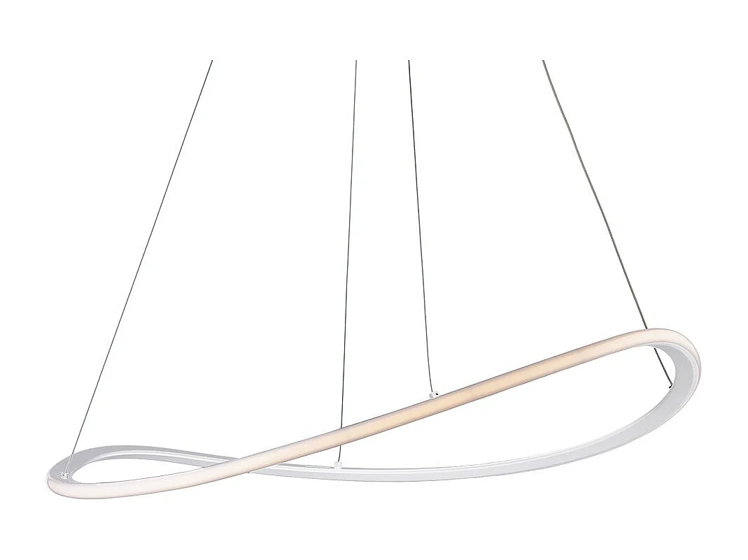 Suspension Raky métal blanc, LED CCT intégrée, télécommande, câbles réglables d.70 cm, design contemporain