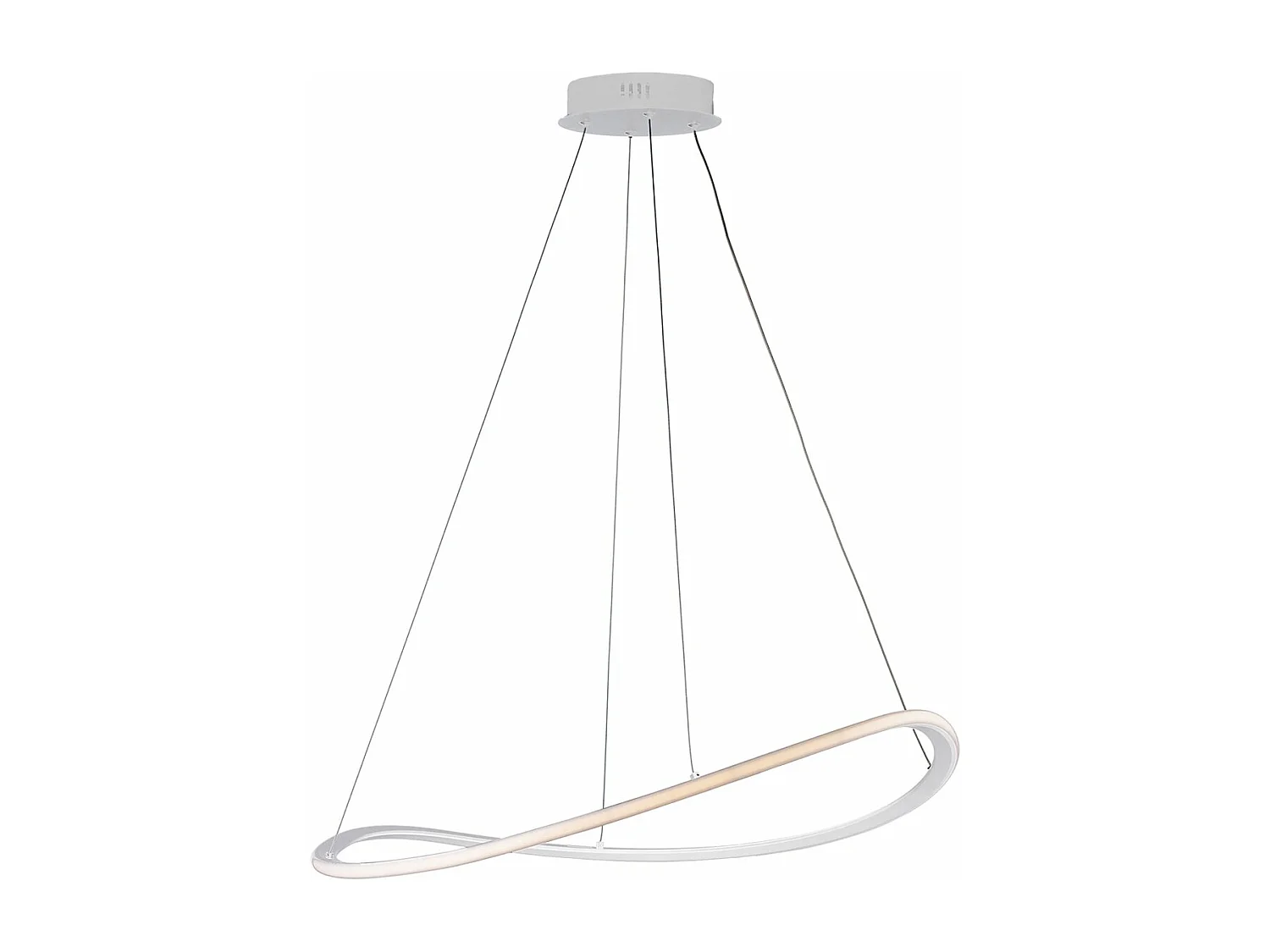Suspension Raky métal blanc, LED CCT intégrée, télécommande, câbles réglables d.70 cm, design contemporain