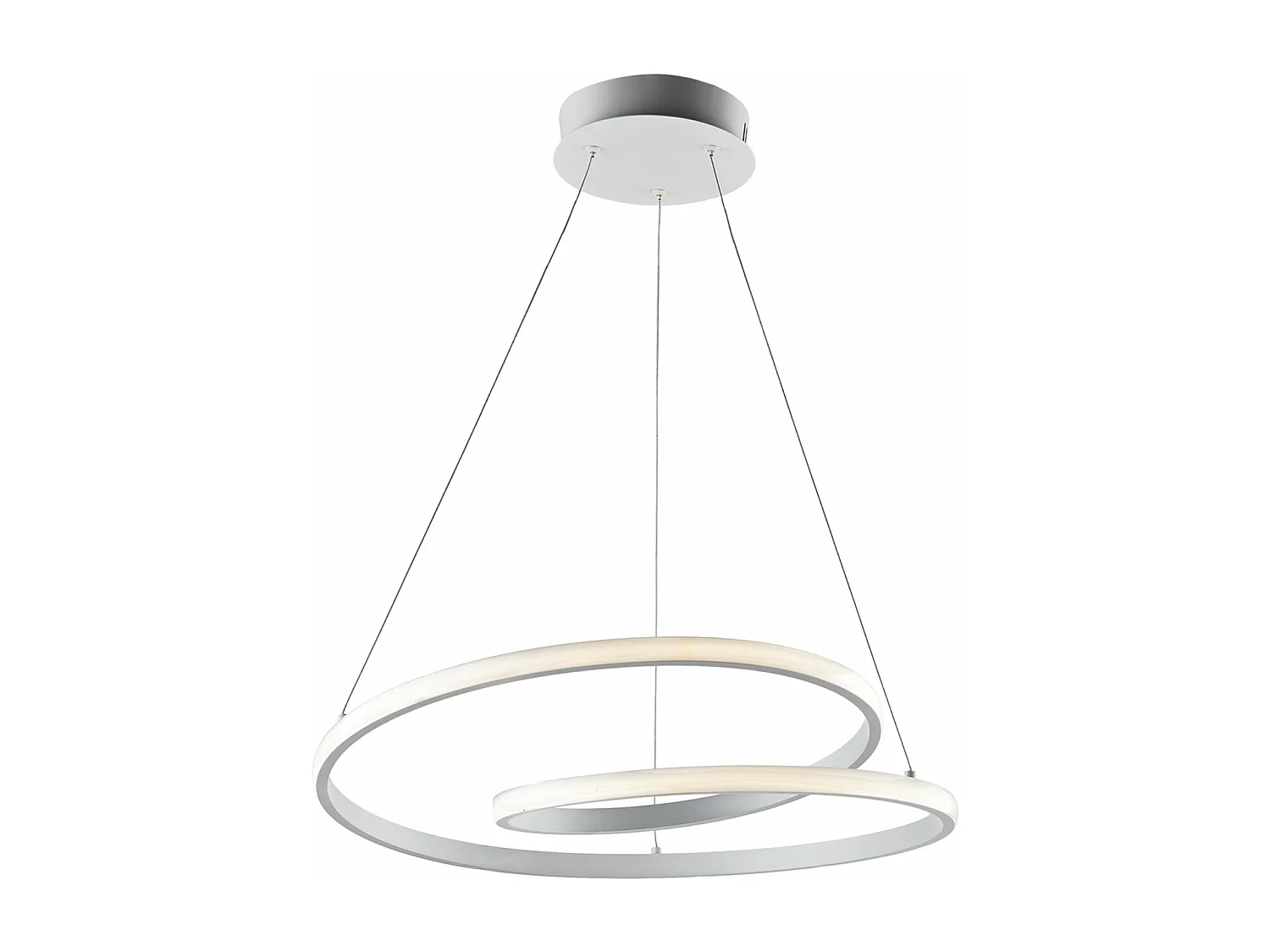 Suspension Malena métal blanc, LED CCT, télécommande incluse, câbles réglables d.50 cm, style contemporain
