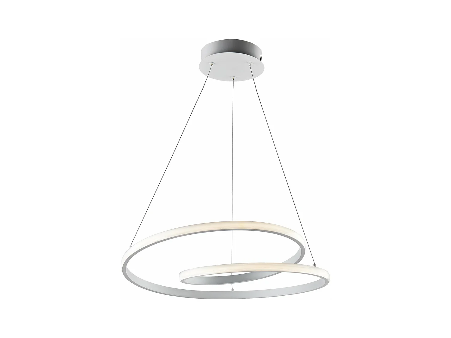 Suspension Malena métal blanc, LED CCT, télécommande incluse, câbles réglables d.50 cm, style contemporain