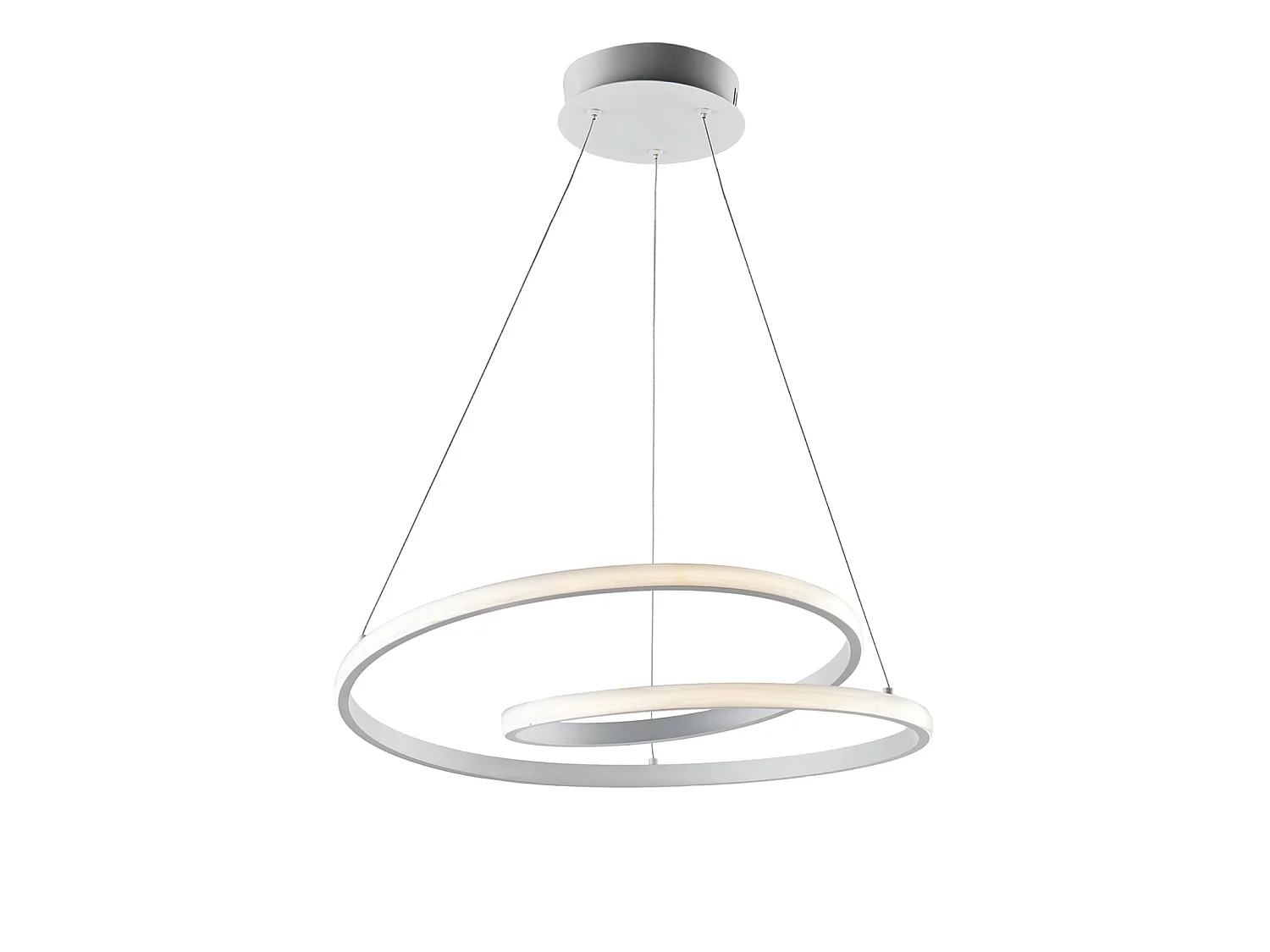 Suspension Malena métal blanc, LED CCT, télécommande incluse, câbles réglables d.50 cm, style contemporain