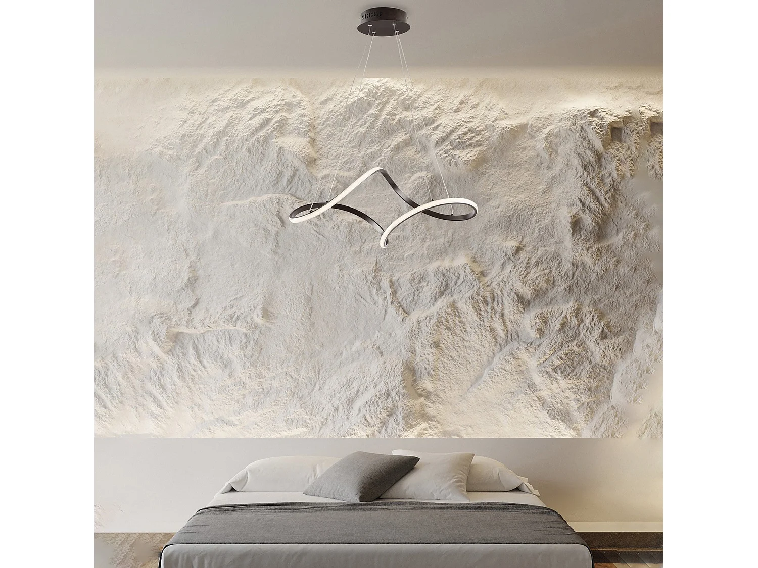 Suspension Dana métal marron, LED intégrée, câbles orientables L65x38 cm, style chaleureux pour intérieurs cosy