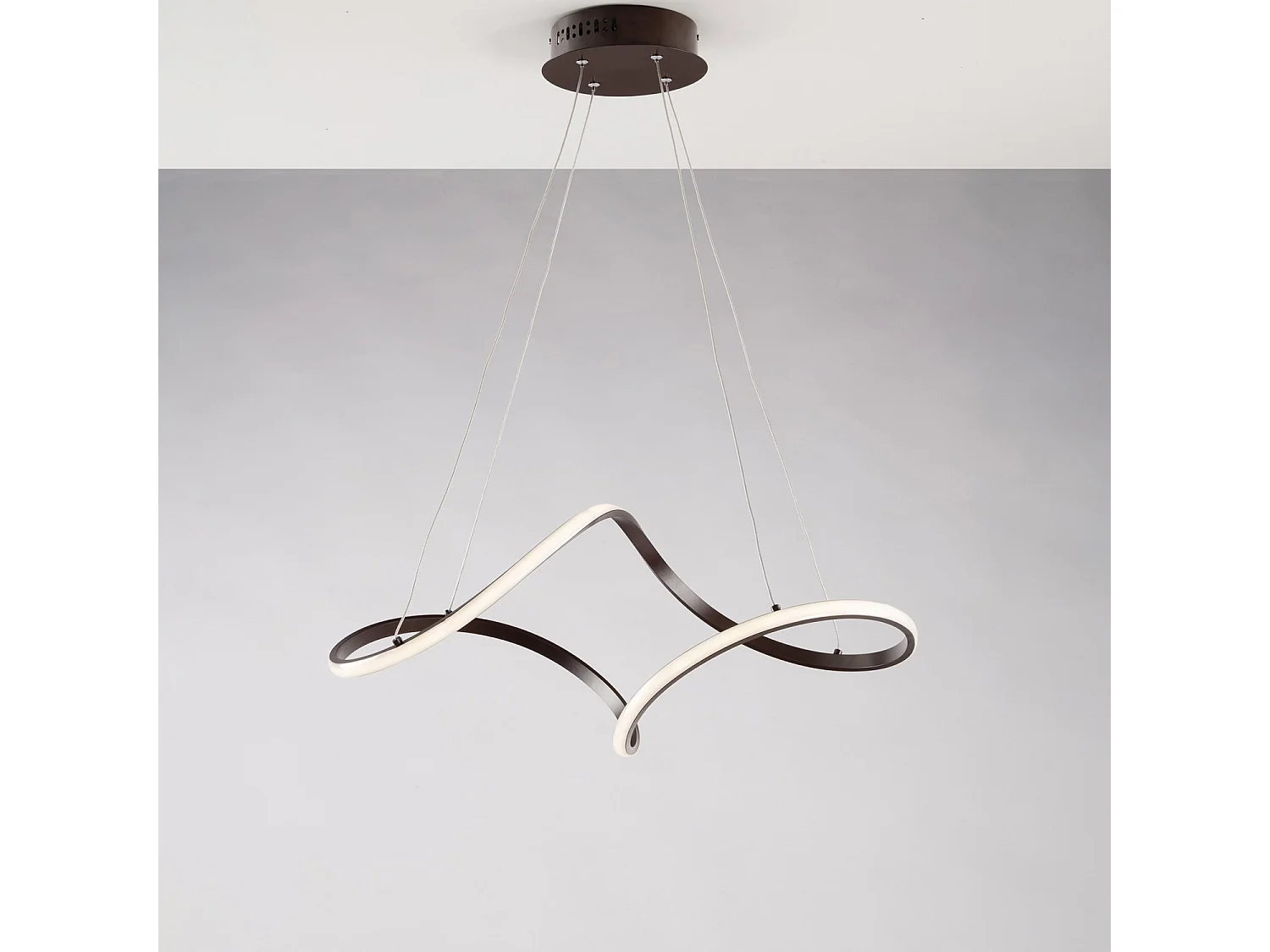 Suspension Dana métal marron, LED intégrée, câbles orientables L65x38 cm, style chaleureux pour intérieurs cosy