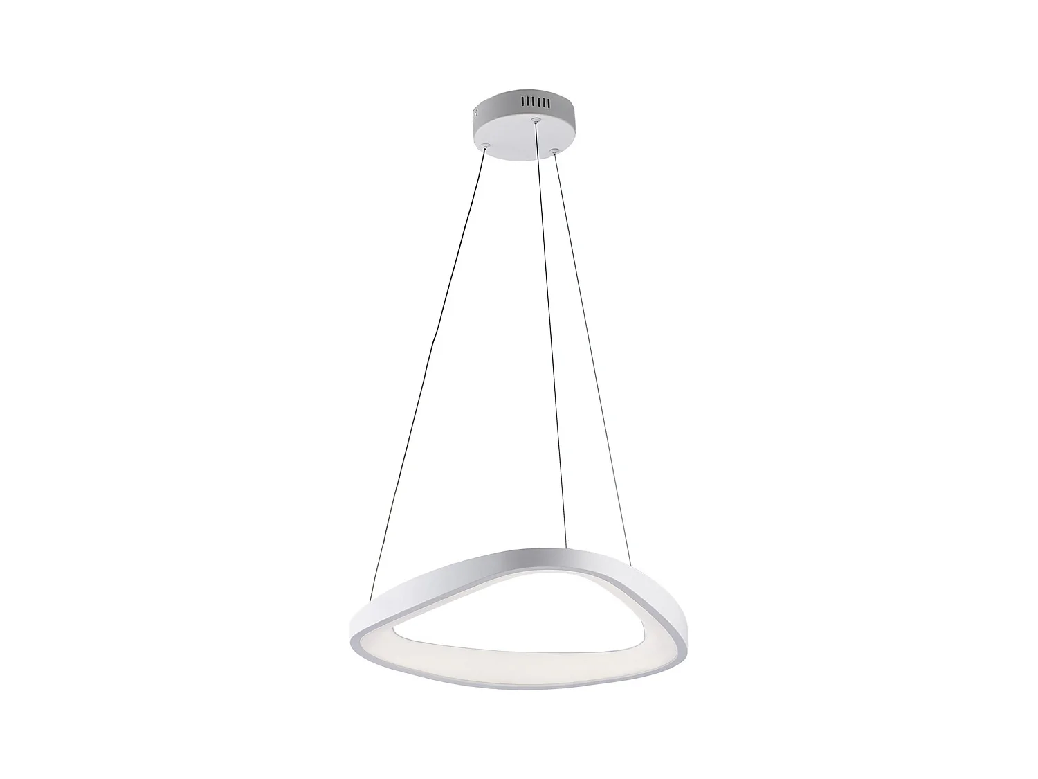 Suspension Anna triangulaire en métal blanc, LED intégrée, câbles orientables d.50 cm, style géométrique moderne