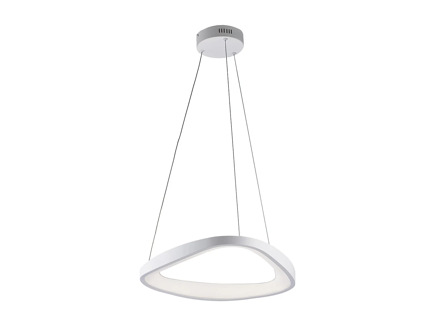Suspension Anna triangulaire en métal blanc, LED intégrée, câbles orientables d.50 cm, style géométrique moderne