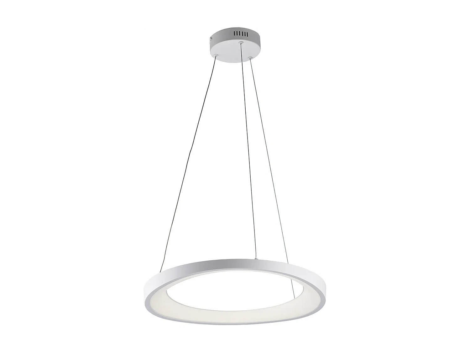 Suspension Anna métal blanc, LED intégrée, câbles réglables d.50 cm, design circulaire moderne pour salon