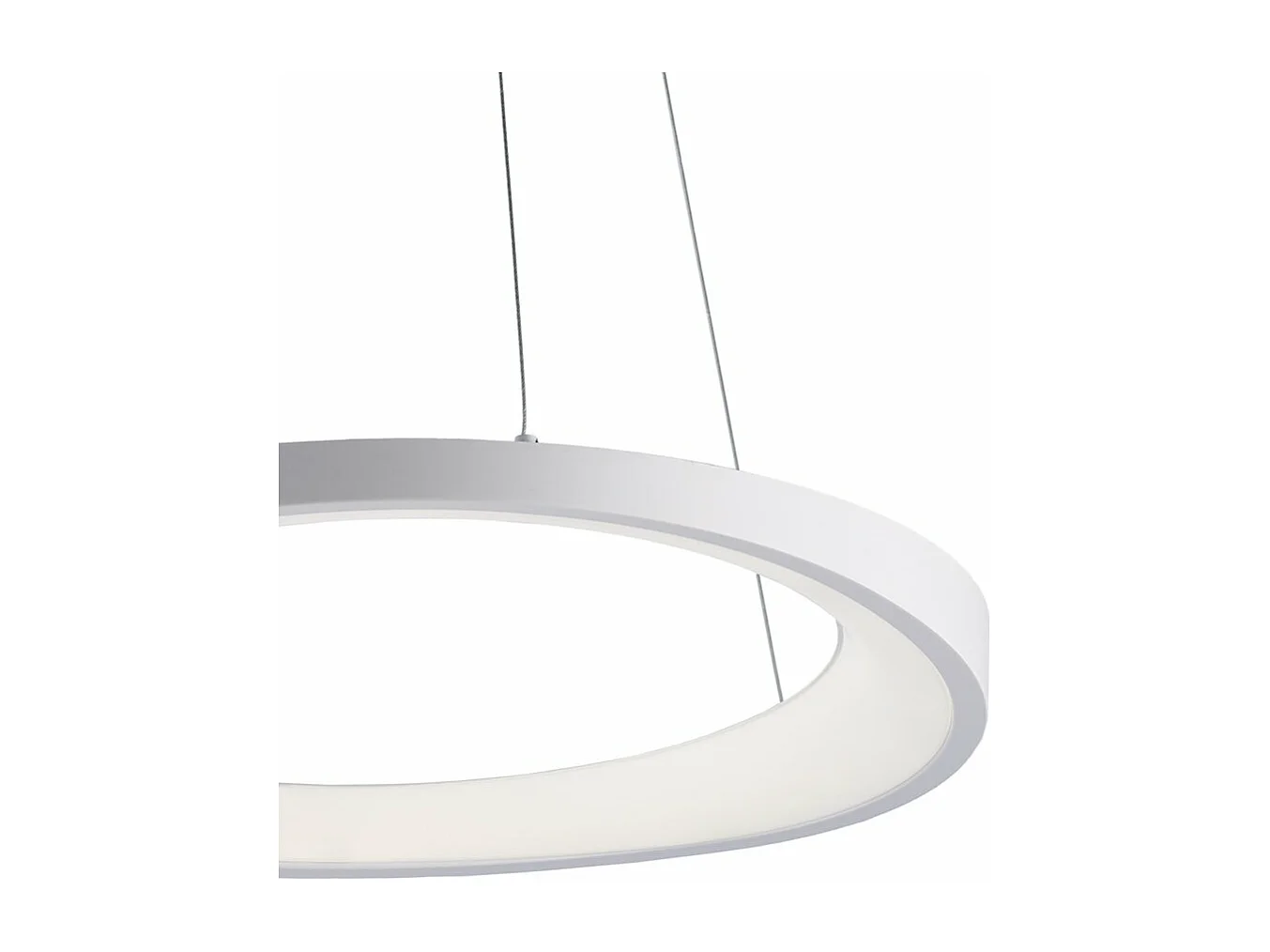 Suspension Anna métal blanc, LED intégrée, câbles réglables d.50 cm, design circulaire moderne pour salon