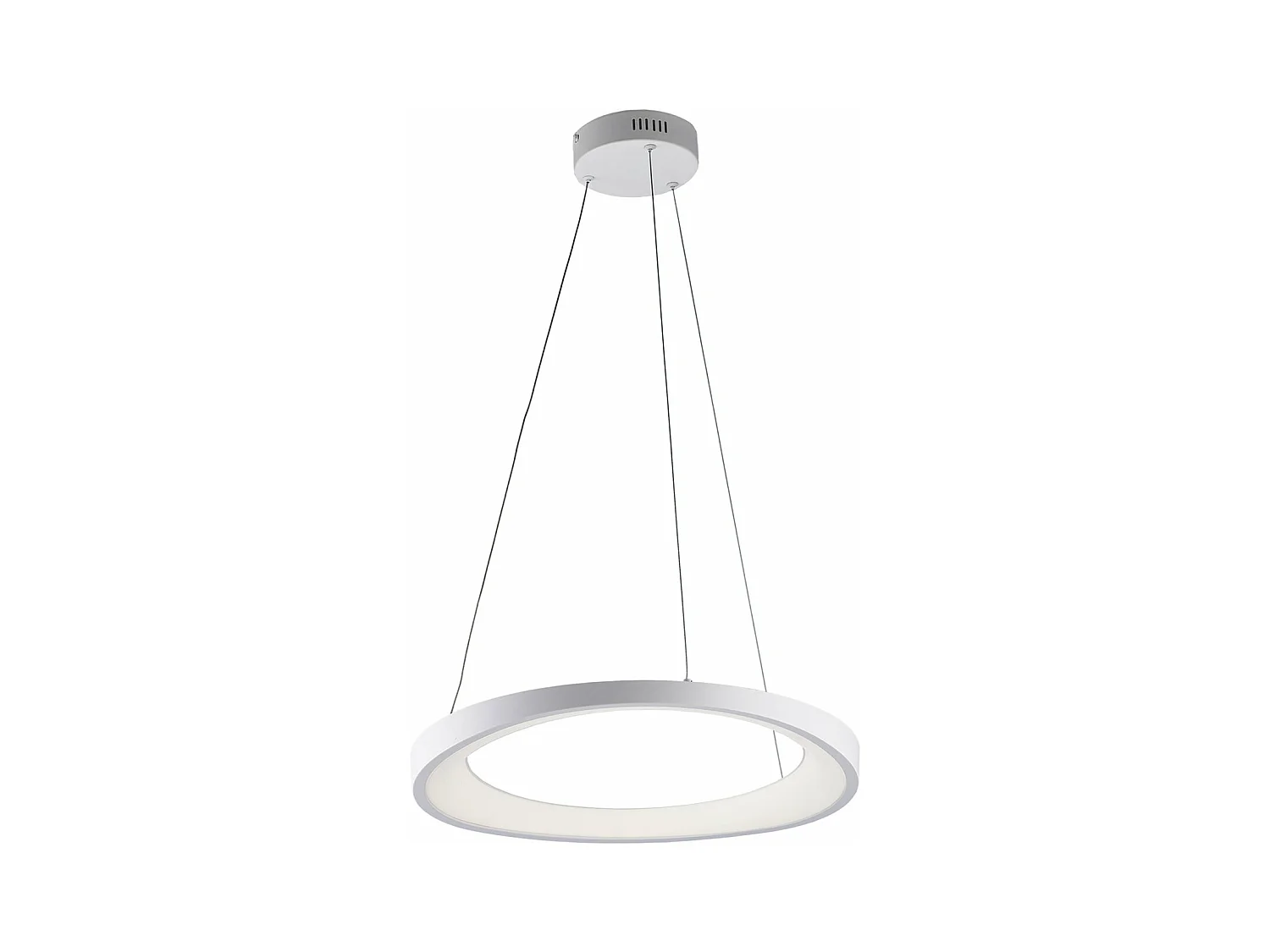 Suspension Anna métal blanc, LED intégrée, câbles réglables d.50 cm, design circulaire moderne pour salon