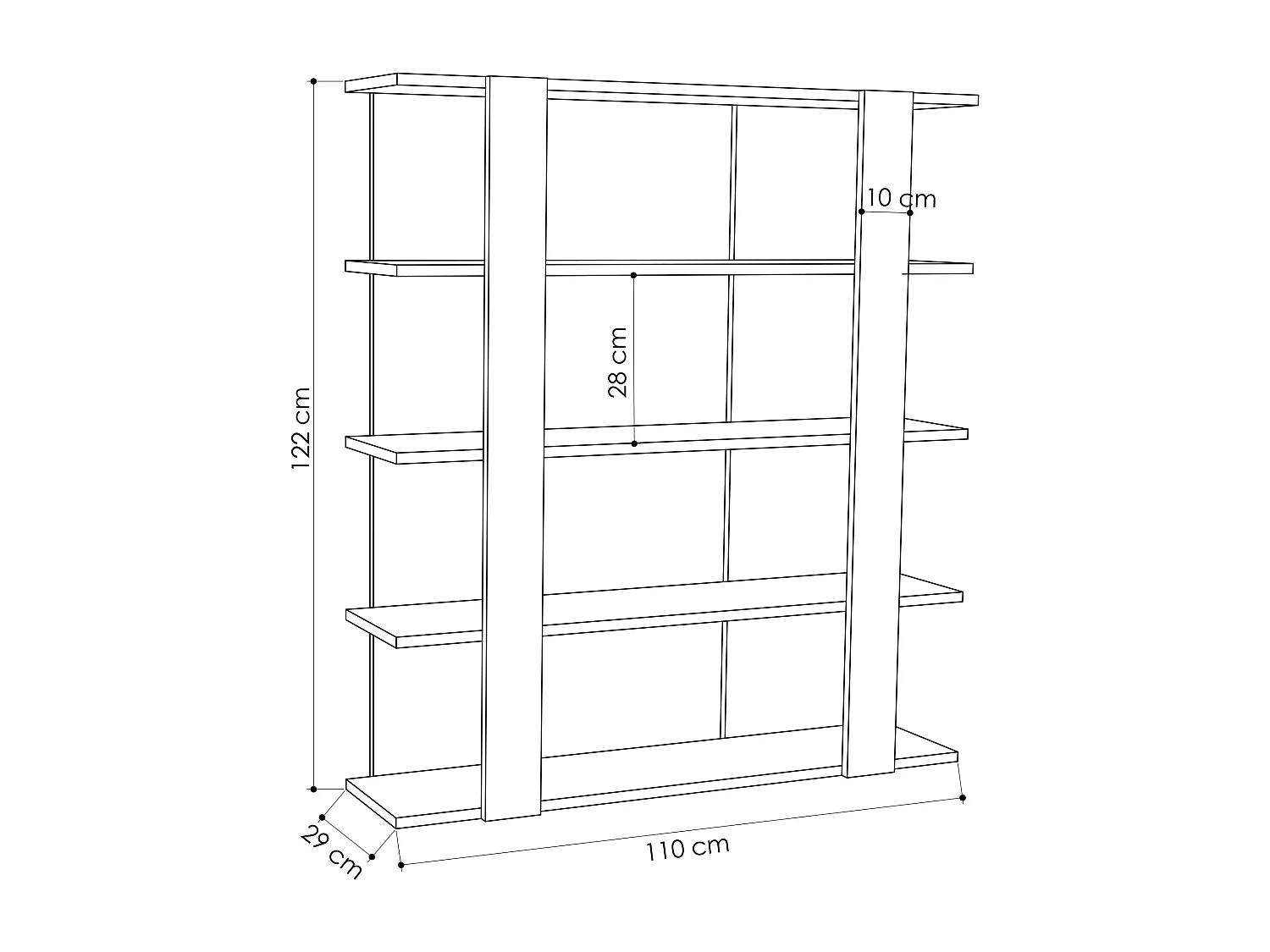 Buyqualia Mueble librería Decorativa de Gran Capacidad (Alto 121 / Ancho 110 / Fondo 29) en Color (Roble)