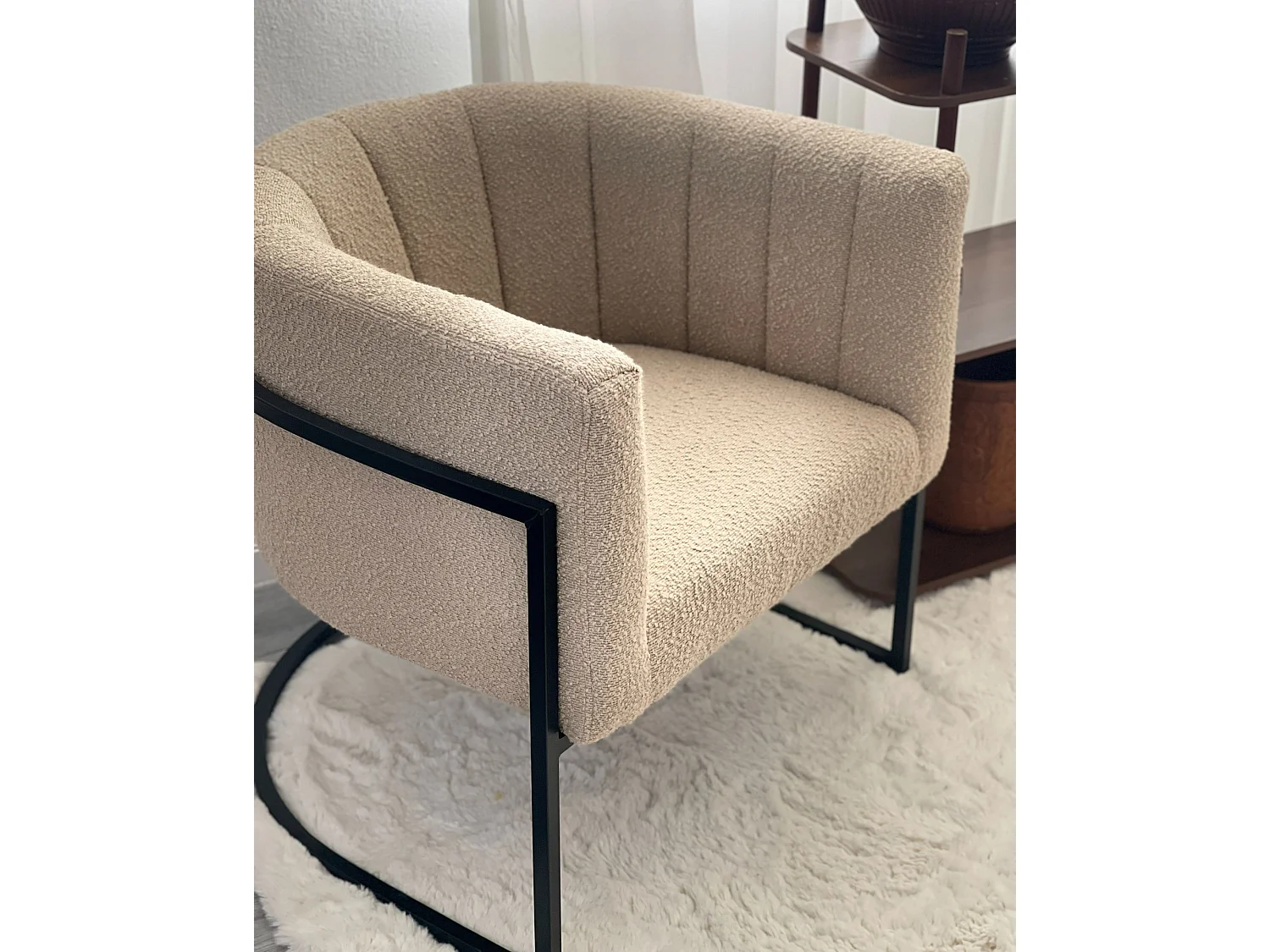Fauteuil LARVIK II Bouclé Beige