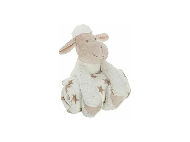 Doudou mouton + plaid - L 75 x l 100 cm - Blanc