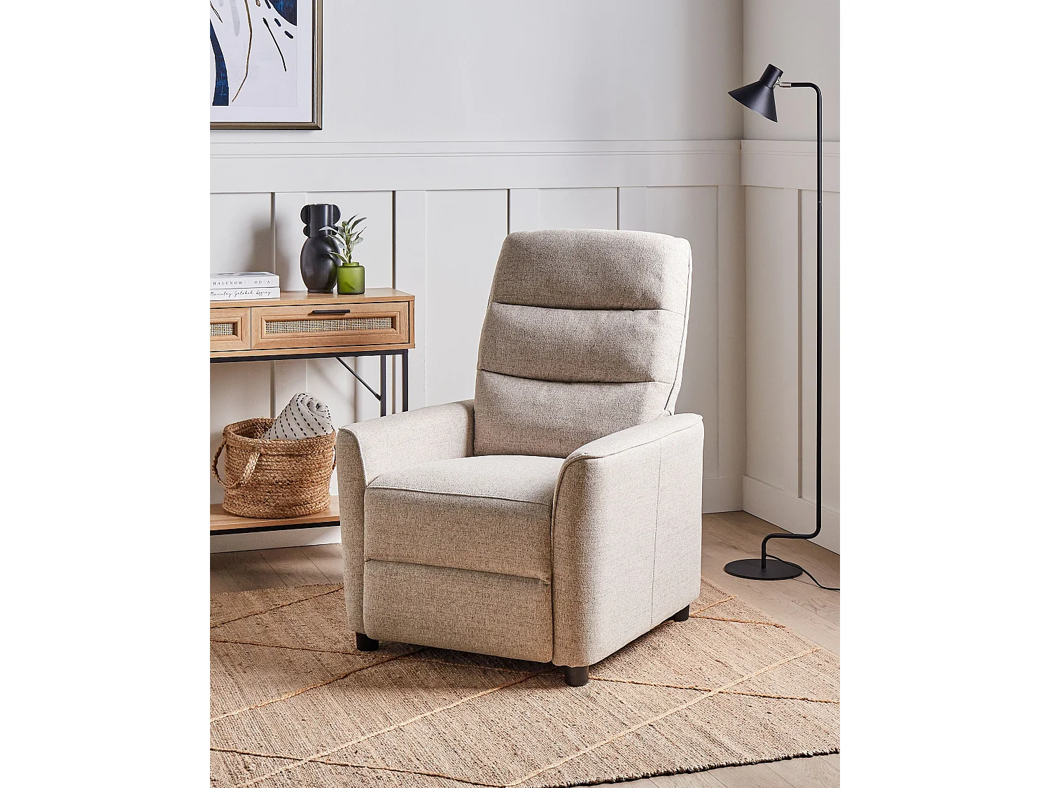 Fauteuil inclinable SANDE Repose-pieds inclus Tissu Taupe