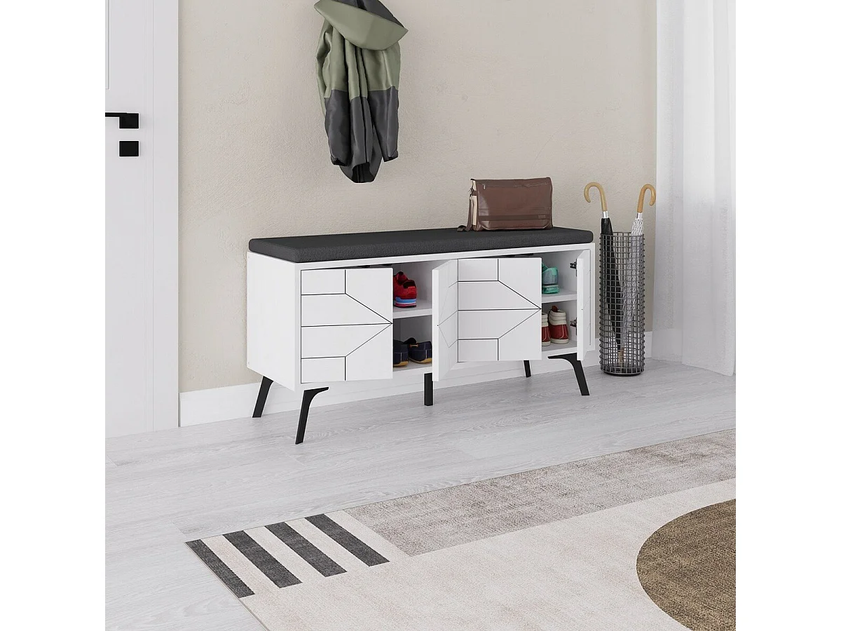 Zapatero Asheboro 110, Blanco, 107x55x35cm, Aglomerado laminado