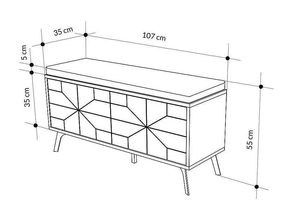 Meuble de rangement chaussures 4 portes H55 cm - DUNE BENCH