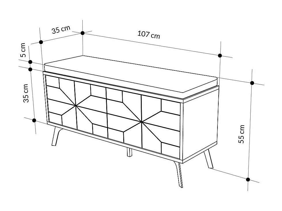 Meuble de rangement chaussures 4 portes H55 cm - DUNE BENCH
