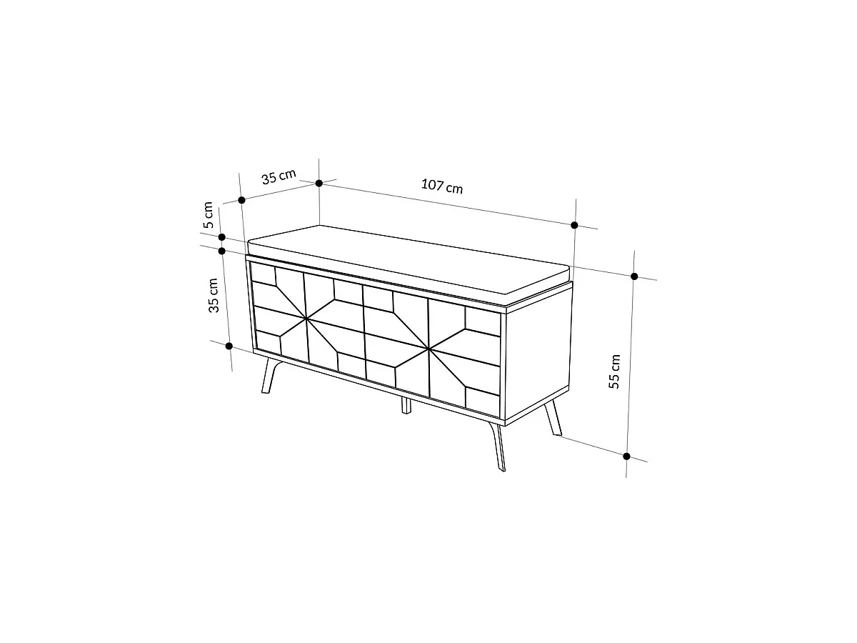 Meuble de rangement chaussures 4 portes H55 cm - DUNE BENCH