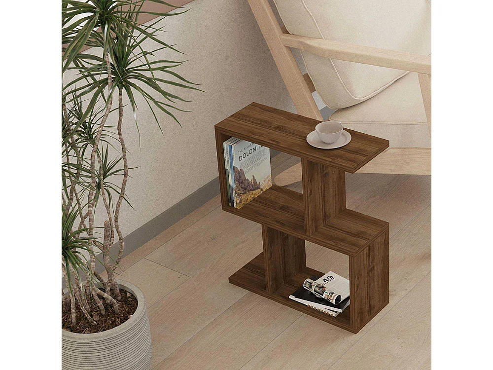 Mesa auxiliar decorada en madera de nogal L45 cm - ZET